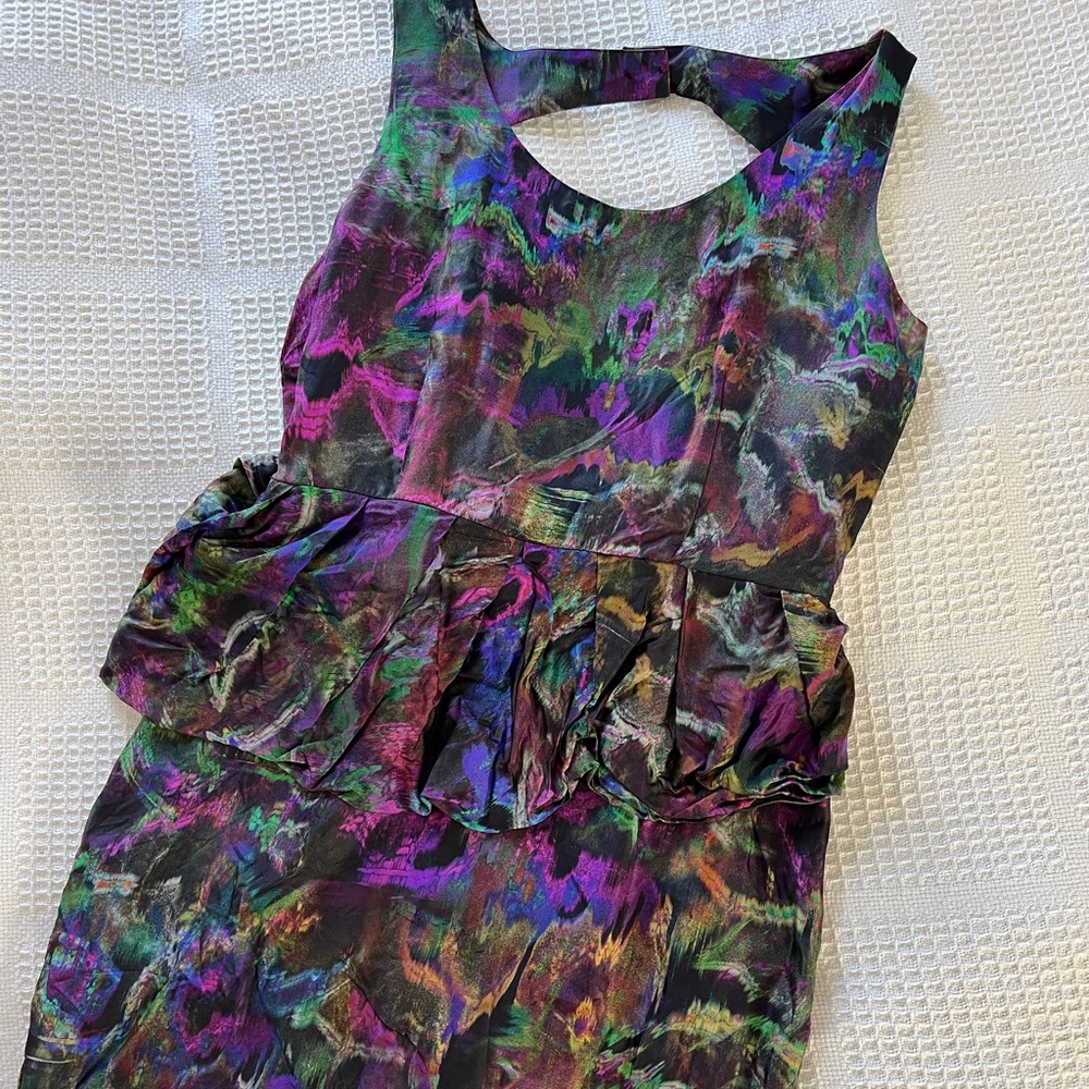 Cluny Graffiti Peplum Cocktail Dress